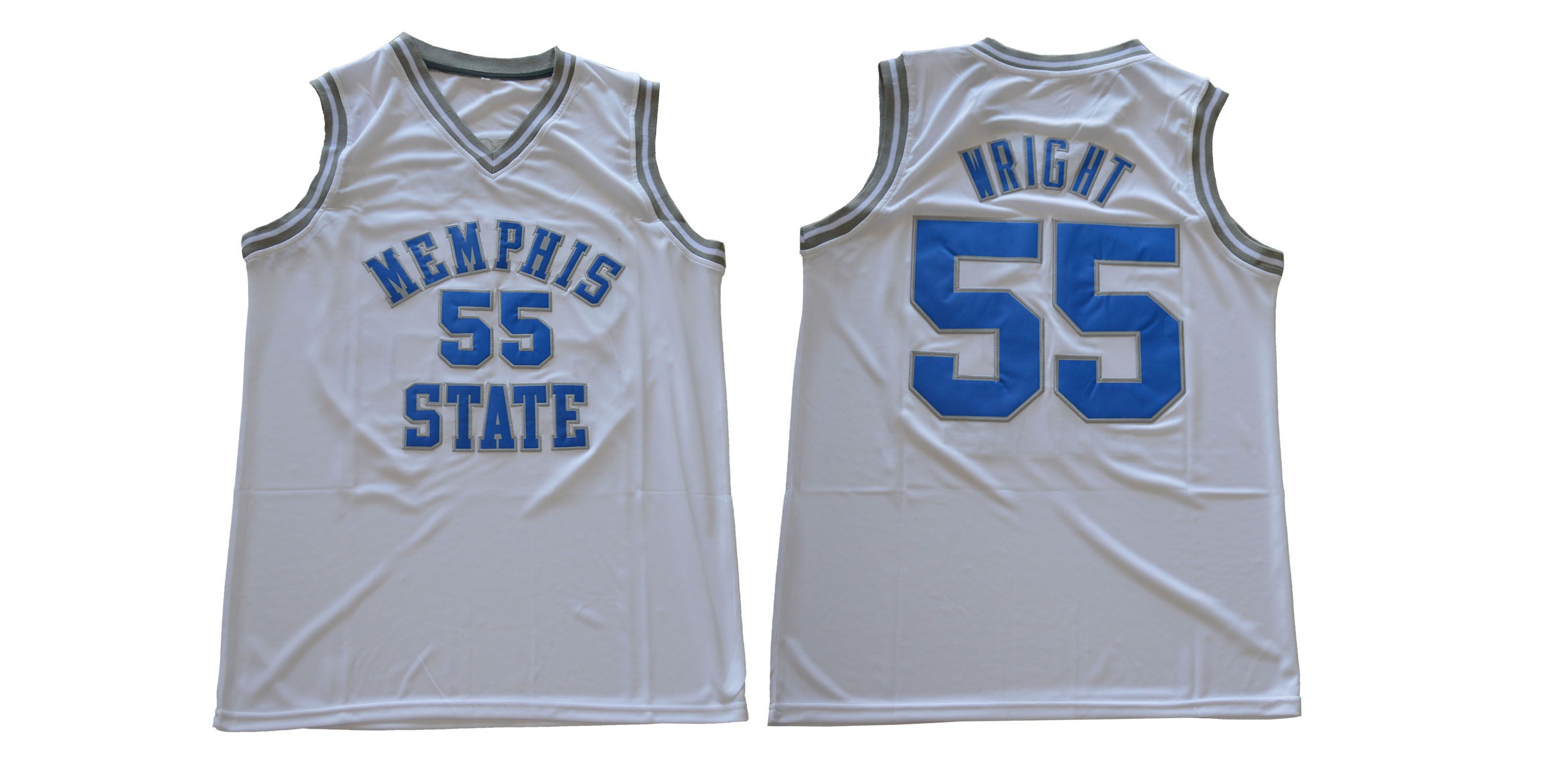 Men Memphis Tigers #55 Wright White NCAA NBA Jerseys
